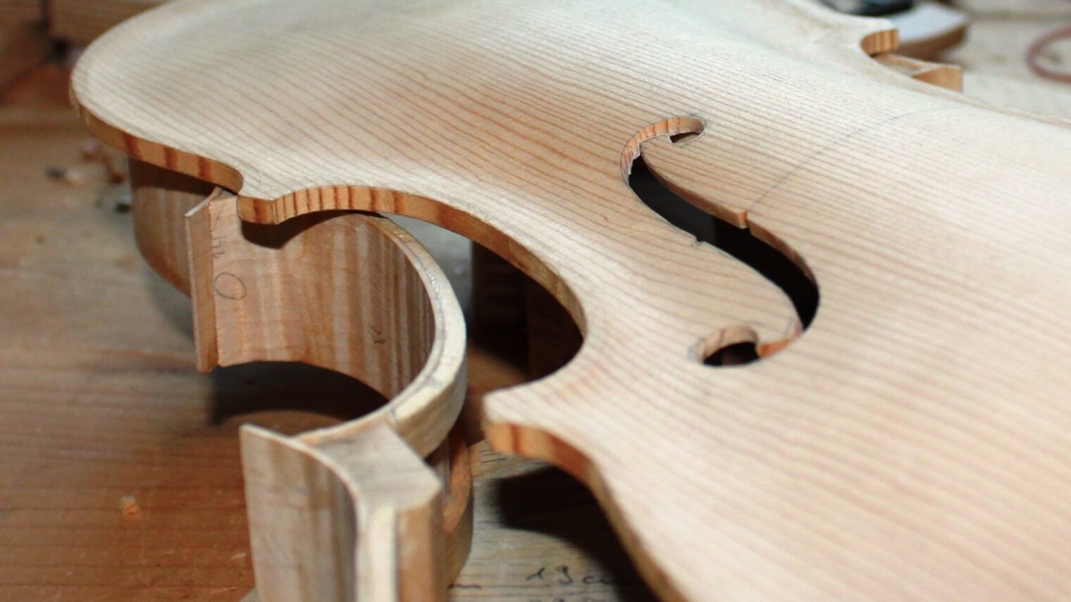 Geigenbau: Detail Decke