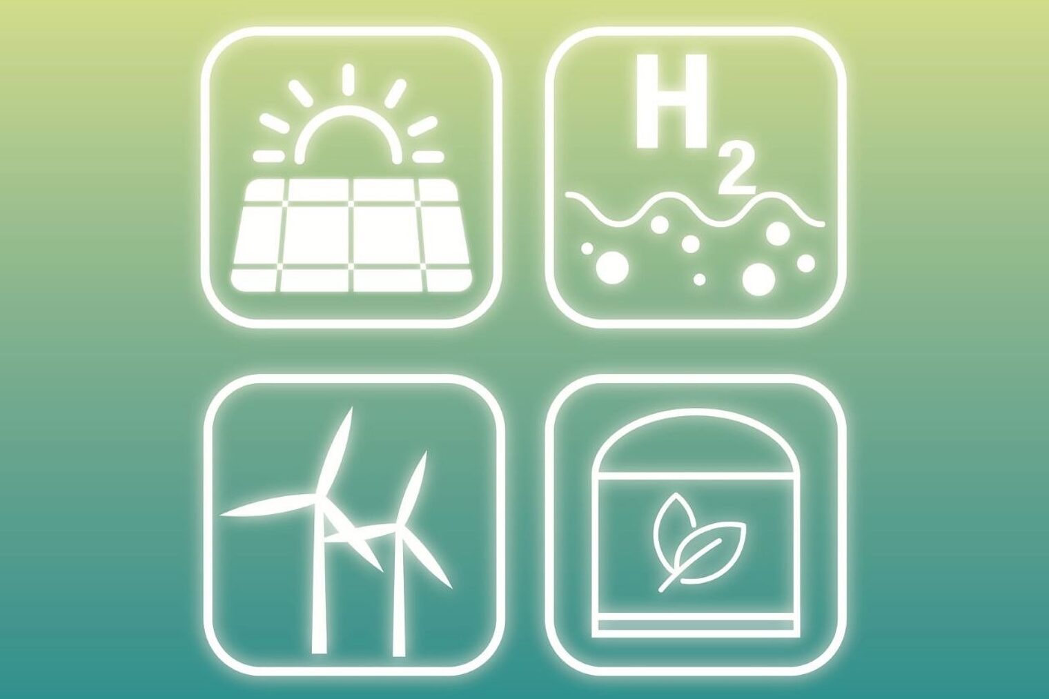Illustration von nachhaltiger Energiegewinnung wie Solar und Windenergie