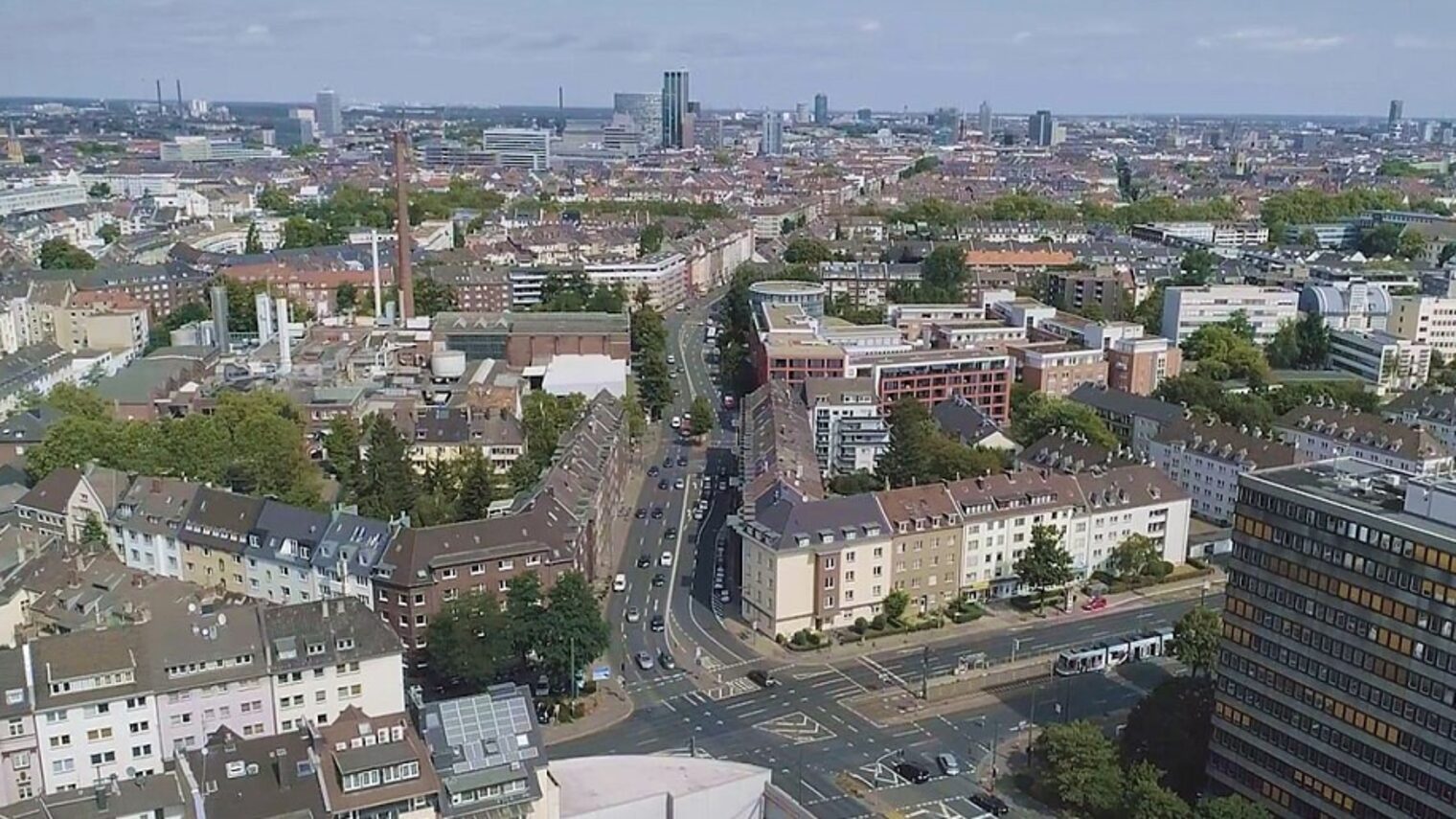 Düsseldorfer Stadtteil aus der Vogelperspektive