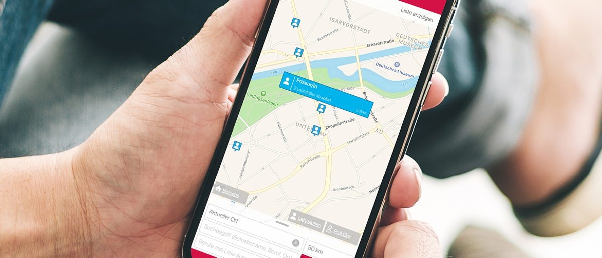 Lehrstellenradar Lehrstellenradar wird auf dem Handy angezeigt