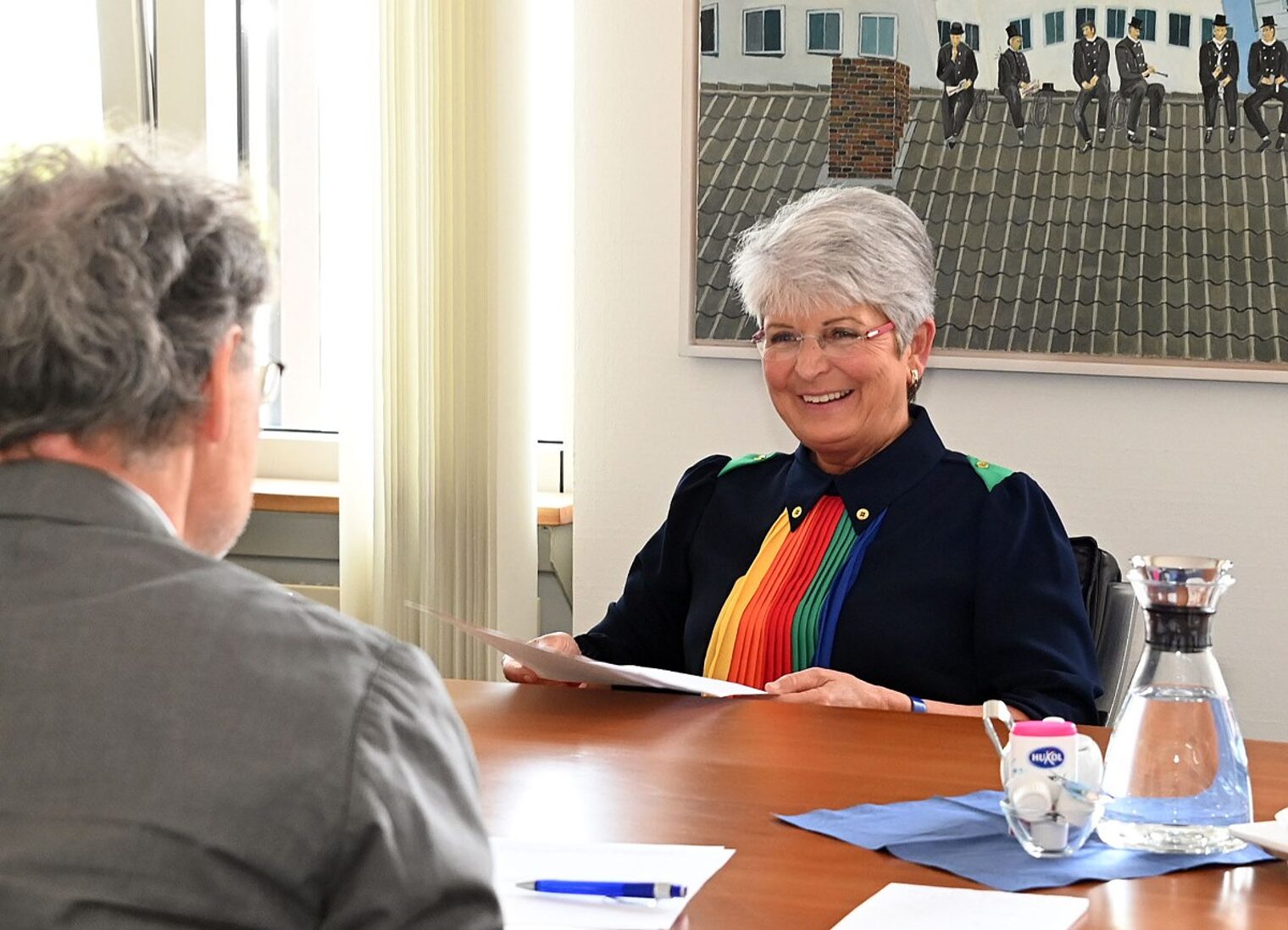 Birgitta Radermacher beim Interview in der HWK Düsseldorf