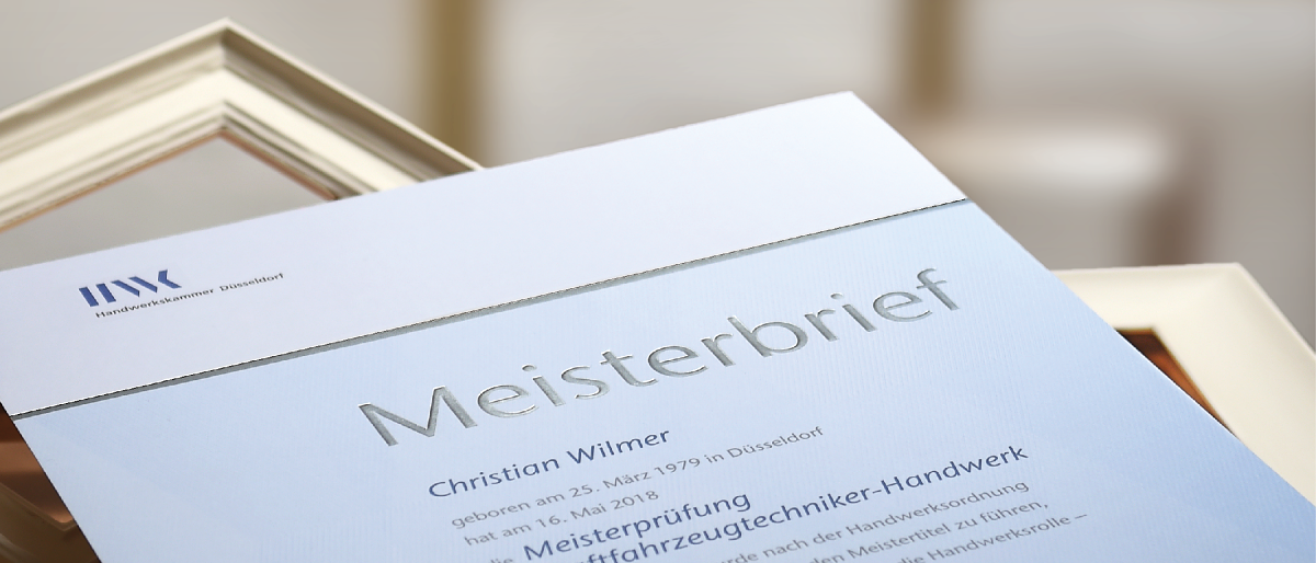 Ausschnitt eines Meisterbriefes der HWK Düsseldorf