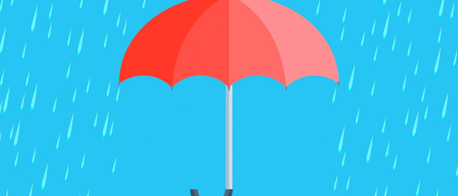 Illustration eines Schirms, der vor Regen schützt