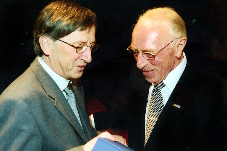 Jean-Claude Juncker, ehem. Präsident EU-Kommission und der ehem. Kammerpräsident Hansheinz Hauser, Meisterfeier 1999