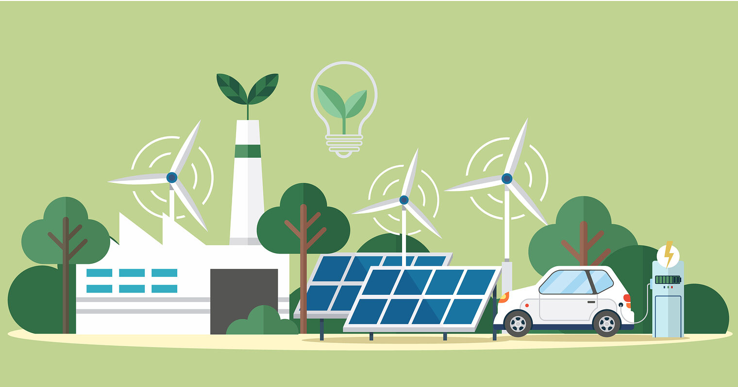 Sonnenkollektor und Batterien mit Sonne. Aufladen von Elektroautos über ein netzunabhängiges System mit erneuerbarem, intelligentem Strom