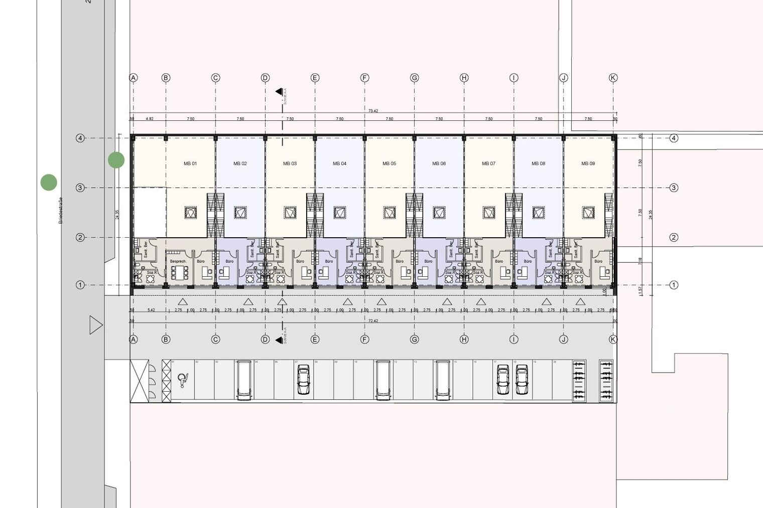 Grundriss-Zeichnung des Obergeschosses Handwerkerhof Briedestraße