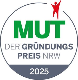 Logo mit Text: Mut, der Gründungspreis NRW 2025