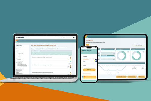 Mockup zum zur geräteübergreifenden Nutzung des digitalen Tools Zukunfts-Kompass Handwerk